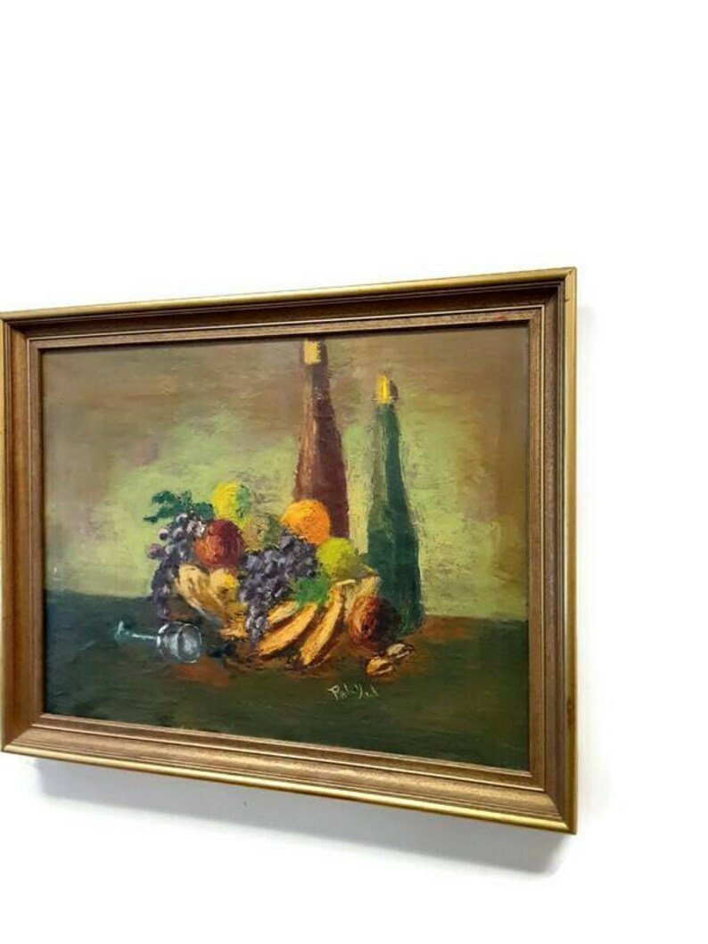 1964 Goldie Paley Still Life Painting - Fruits And Wine - Bazzy's