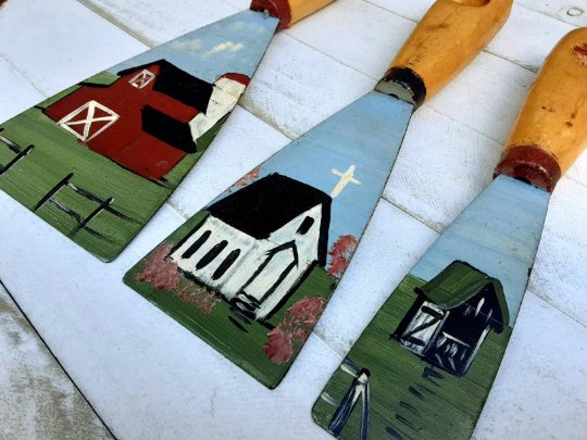 Americana Folk Art Church Scene - Found Objects - Bazzy's