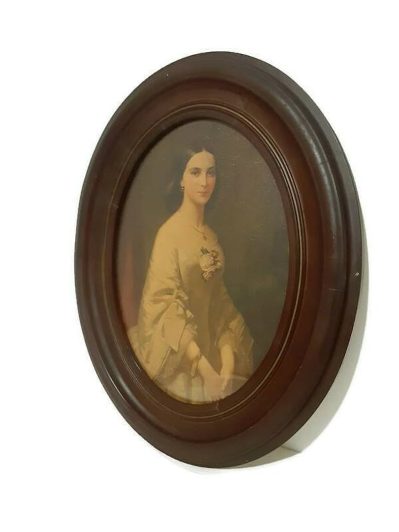 Antique Walnut Framed Portrait of Southern Belle by Erich Correns - Bazzy's