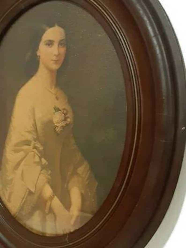 Antique Walnut Framed Portrait of Southern Belle by Erich Correns - Bazzy's