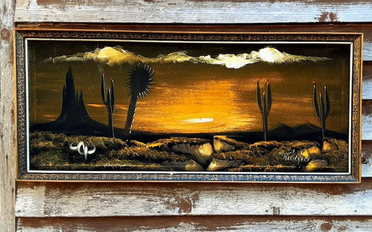 Desert Night Scene Velvet Painting - Mexican Folk Art - Bazzy's