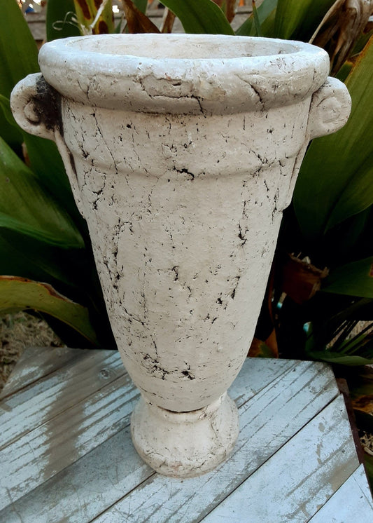 Double Handle White Grecian Style Vase - Bazzy's