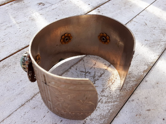 Southwest Style Silver And Turquoise Cuff Bracelet