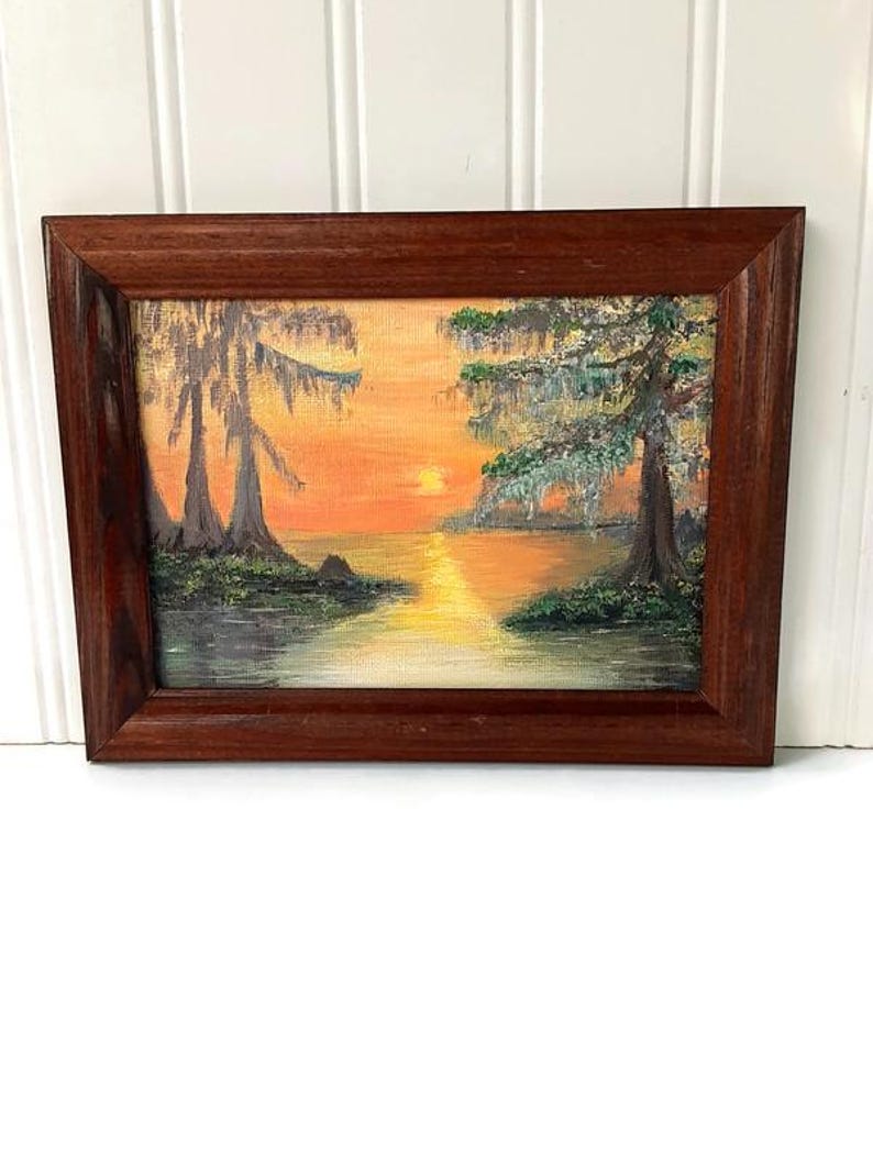 Florida Everglade Oil Painting - Sun Setting In The Everglades - Bazzy's