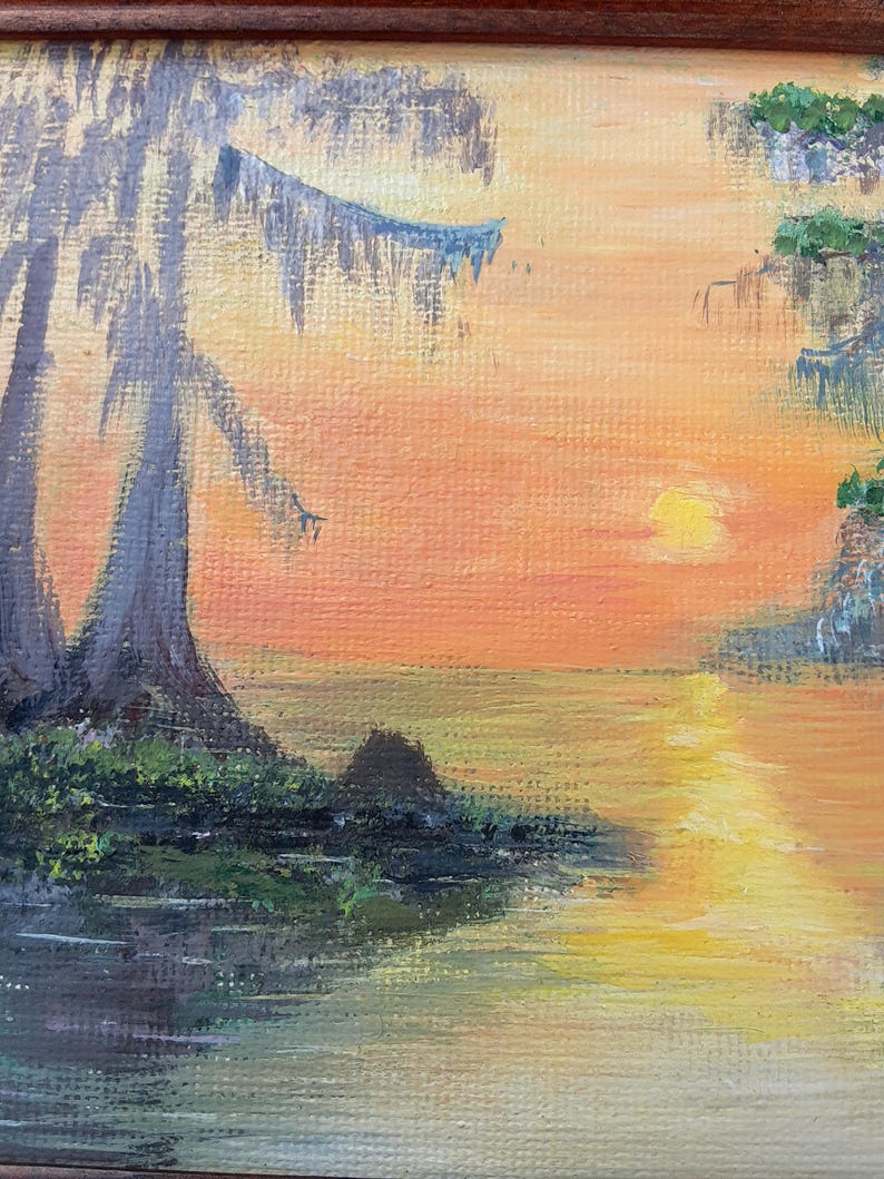 Florida Everglade Oil Painting - Sun Setting In The Everglades - Bazzy's