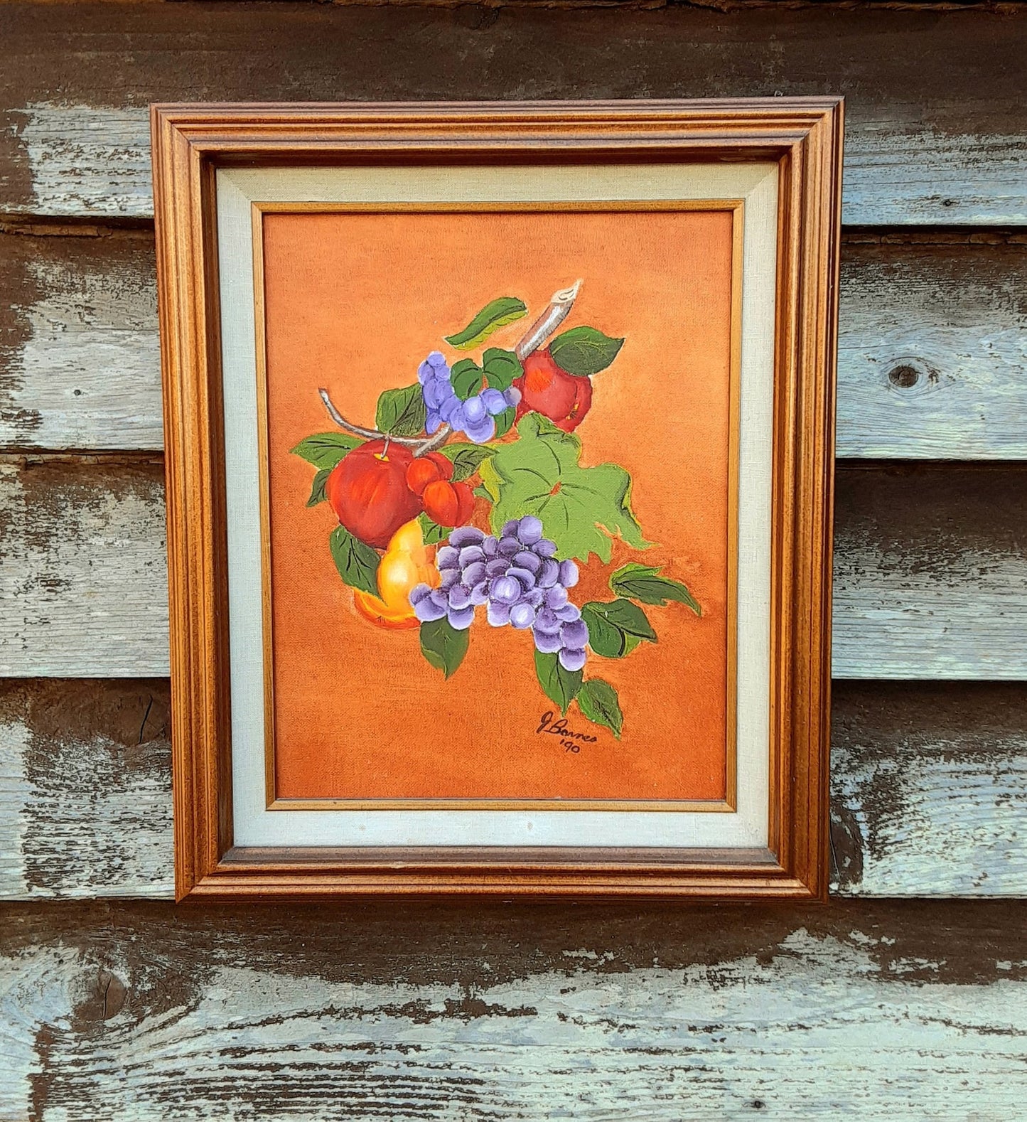 Vintage Abstract Fruit Painting By J Barnes