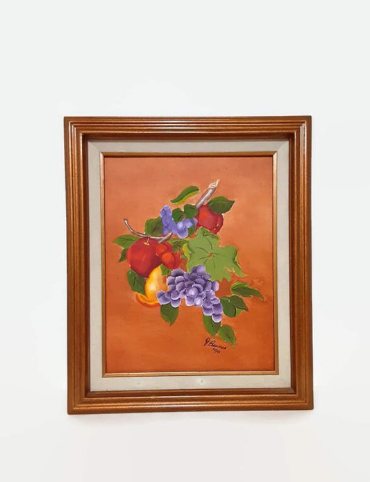 Vintage Abstract Fruit Painting By J Barnes