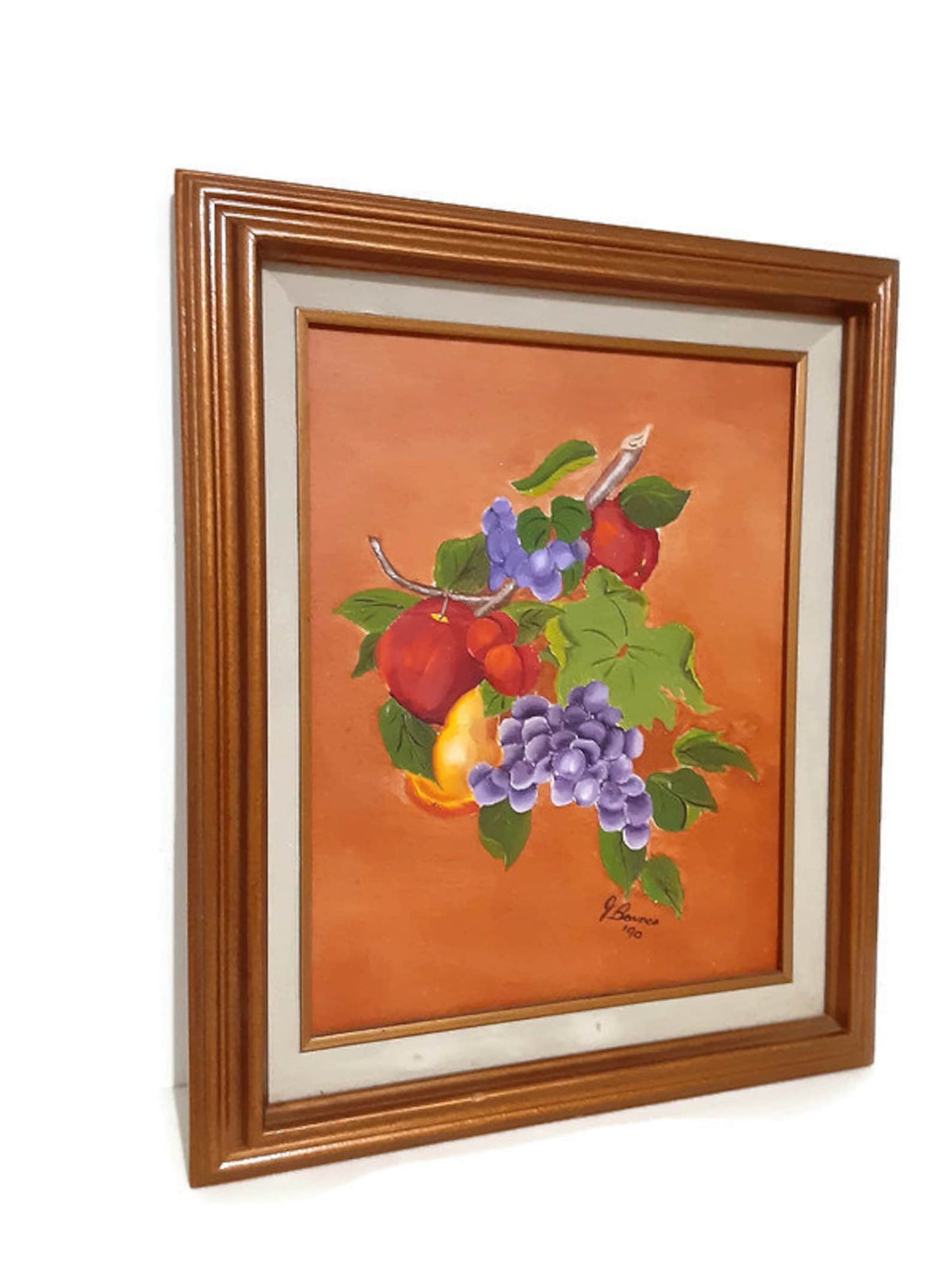 Vintage Abstract Fruit Painting By J Barnes