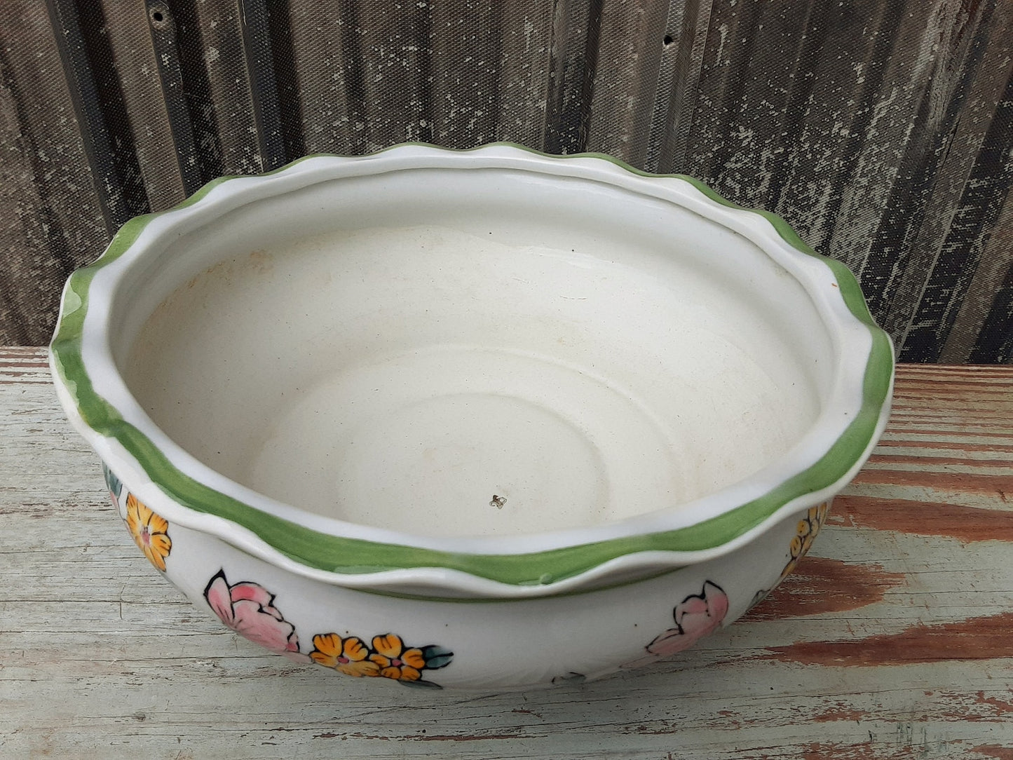 Scalloped Edge Hand Painted Porcelain Planter