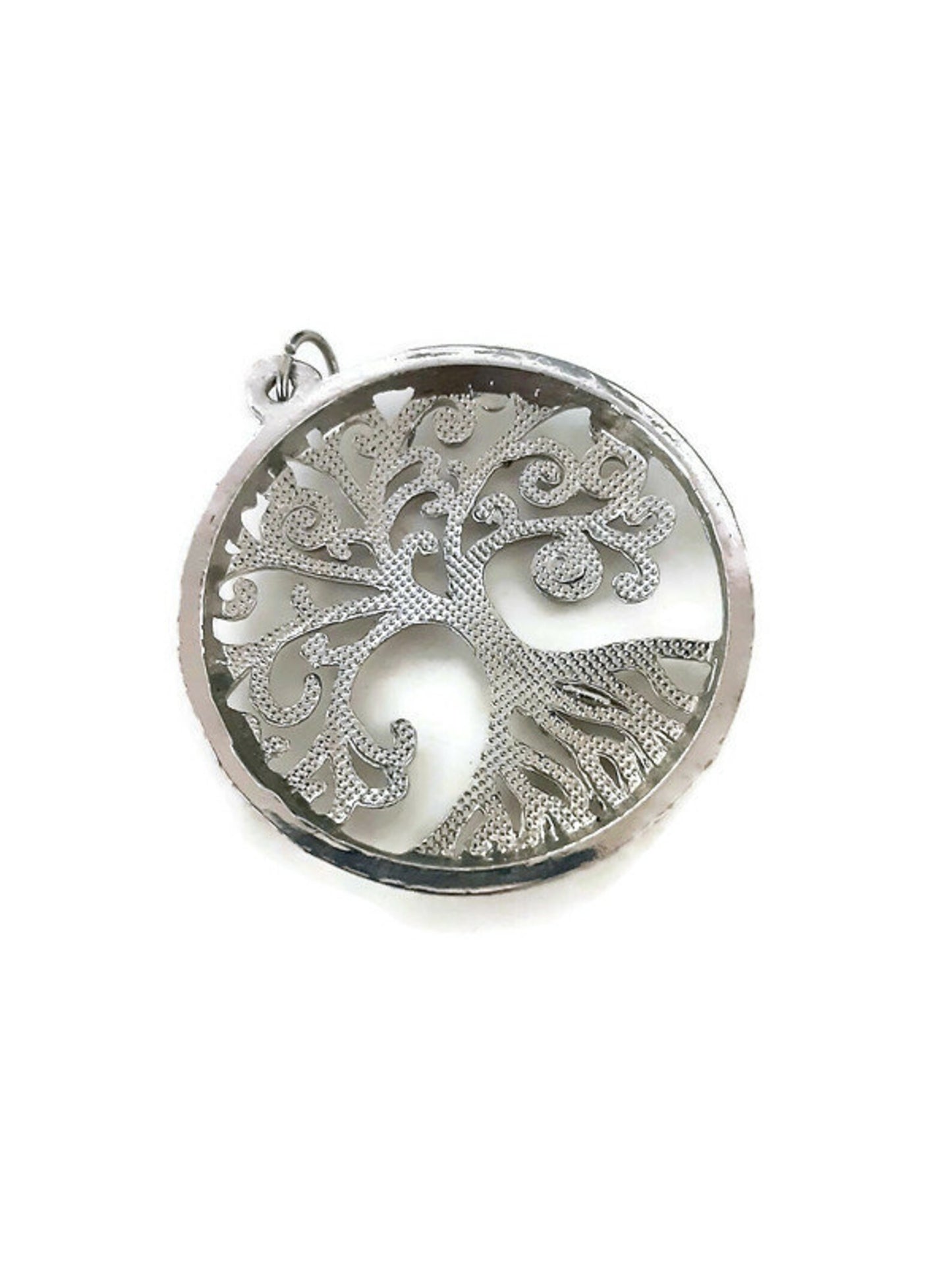 Vintage Tree Of Life Pendant - Silver Tone Open Works Medallion