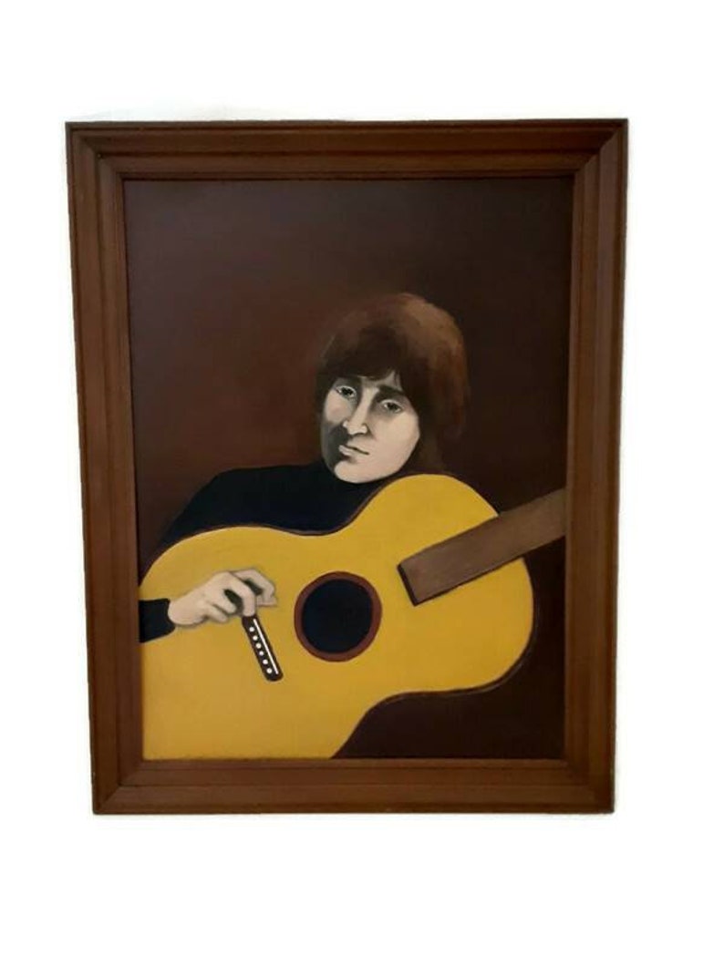 Portrait Of John Lennon With His Acoustic Guitar