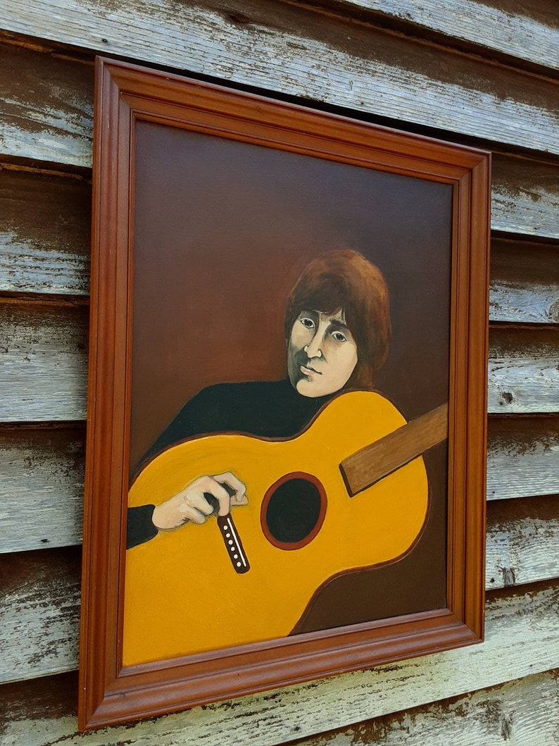 Portrait Of John Lennon With His Acoustic Guitar