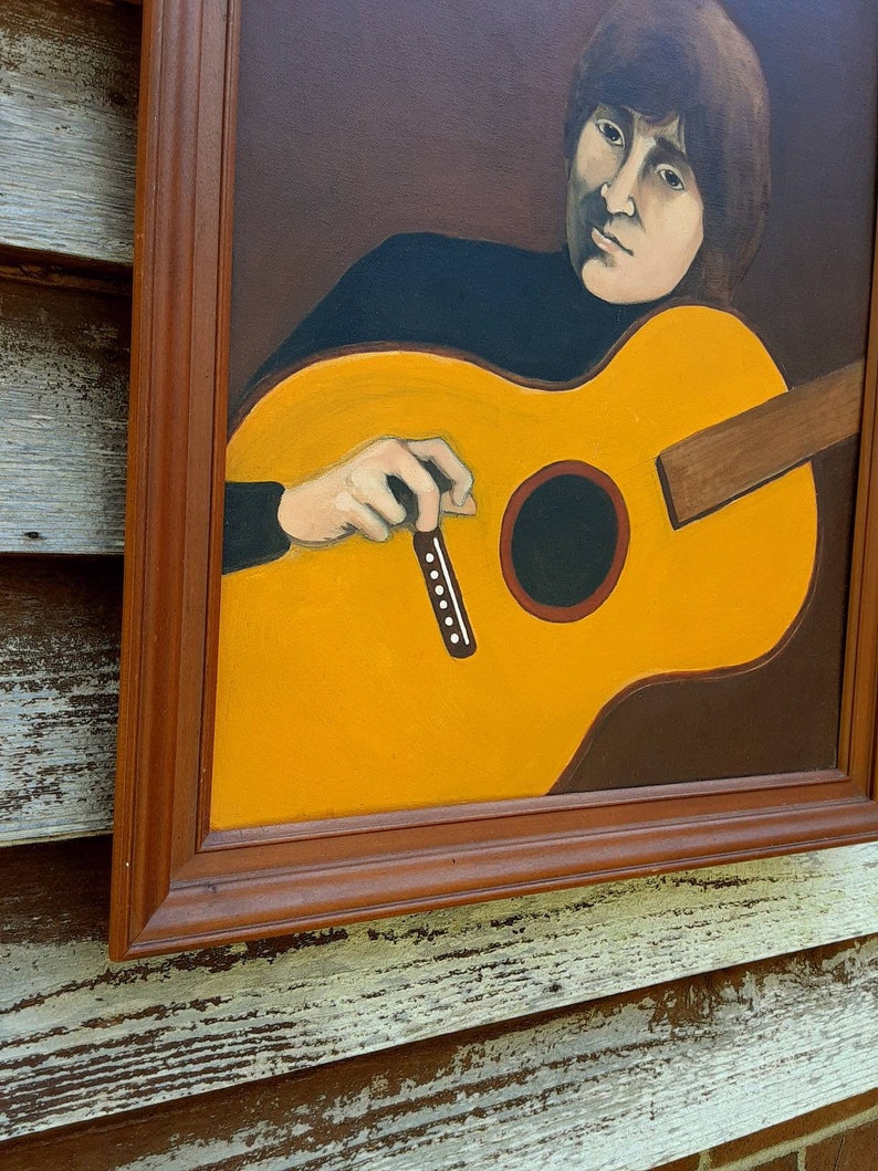 Portrait Of John Lennon With His Acoustic Guitar