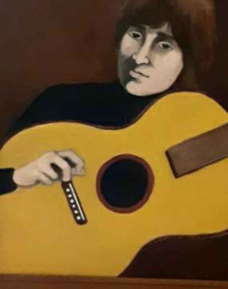 Portrait Of John Lennon With His Acoustic Guitar