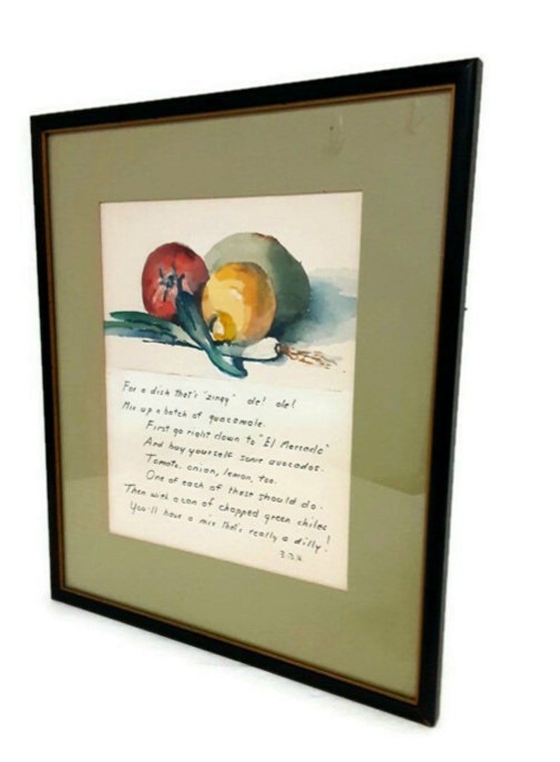 Vintage Mexican Folk Art Still Life - El Mercado Poem By BBH - Southern California Art