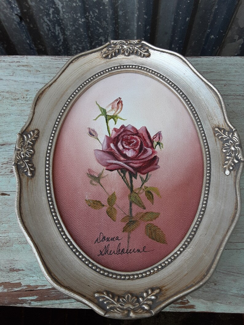 Pink Rose Still Life Painting By Donna Sherbourne