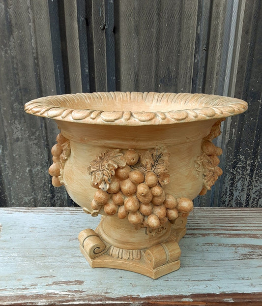 Vintage Country French Style Indoor Planter - Urn Shape Grape Design