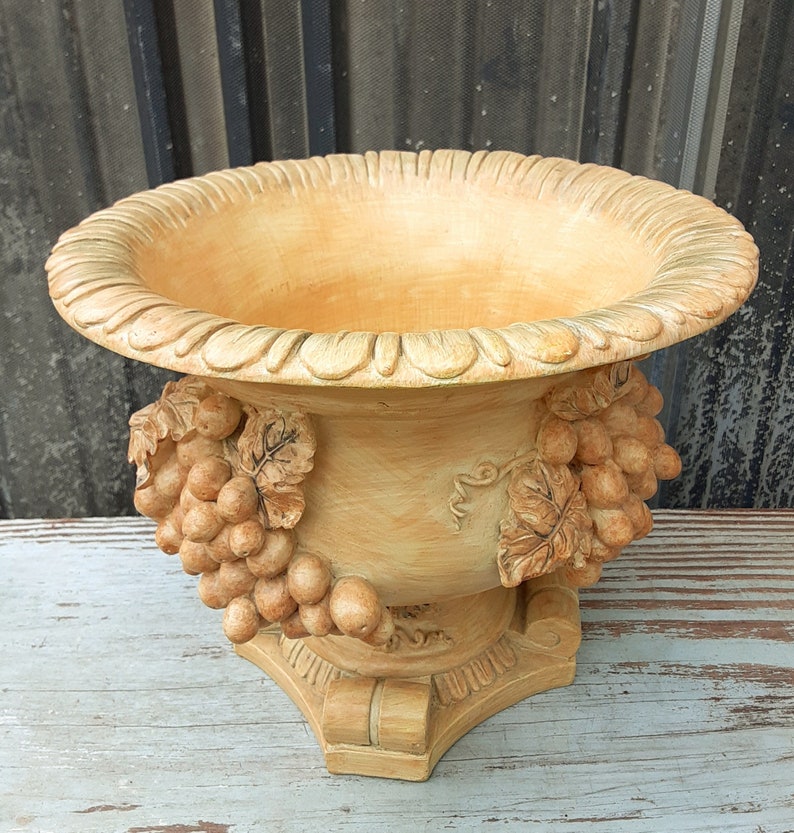 Vintage Country French Style Indoor Planter - Urn Shape Grape Design