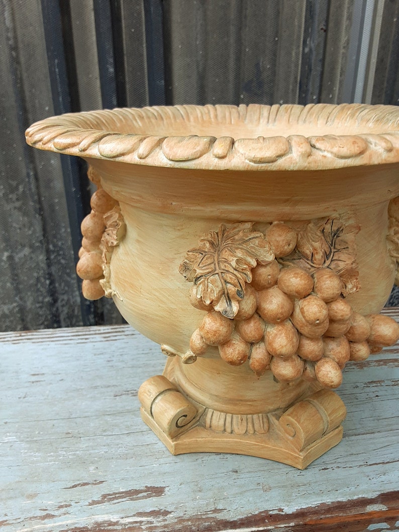 Vintage Country French Style Indoor Planter - Urn Shape Grape Design