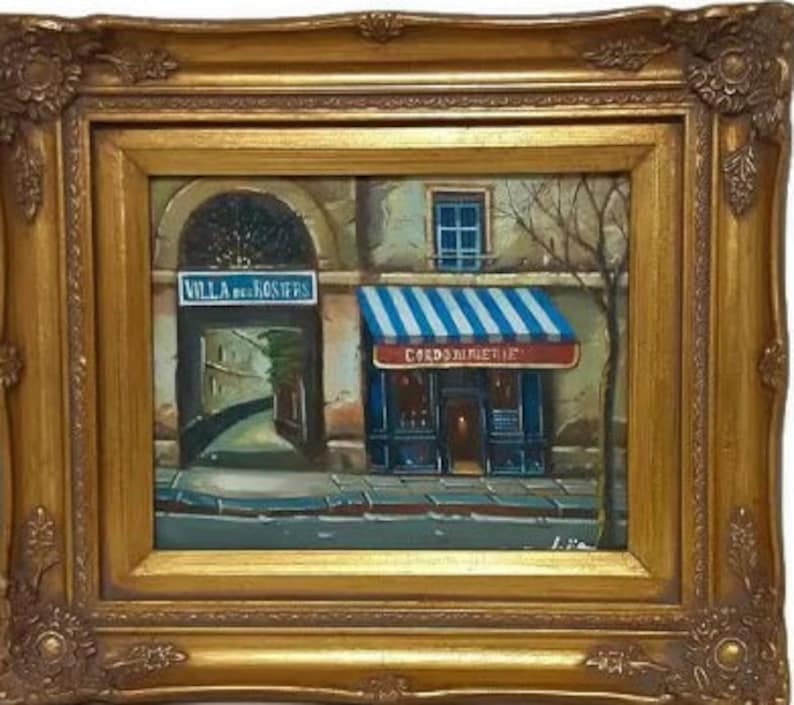 Oil Painting Of A French Street Scene -Villa Des Rosiers