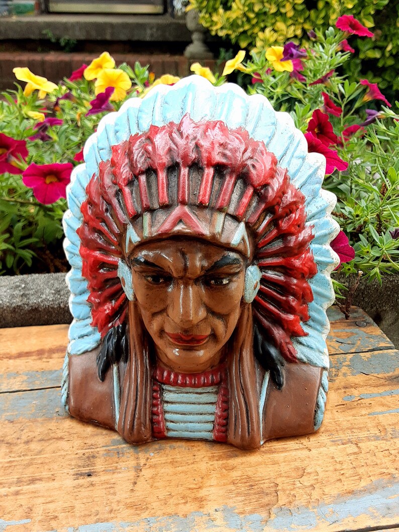 Vintage Native American Ceramic Bust