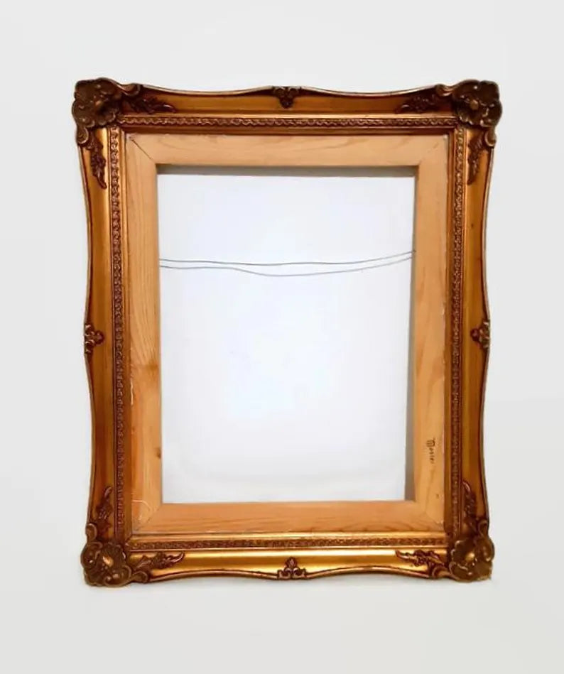 Vintage Rococo Style Wood Frame - Gold Scallop Accent