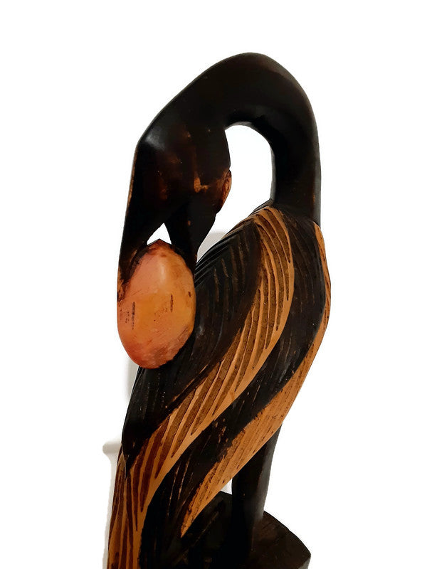 Vintage Hand Carved Sankofa Bird Ghana - Bird With Egg Behind Back