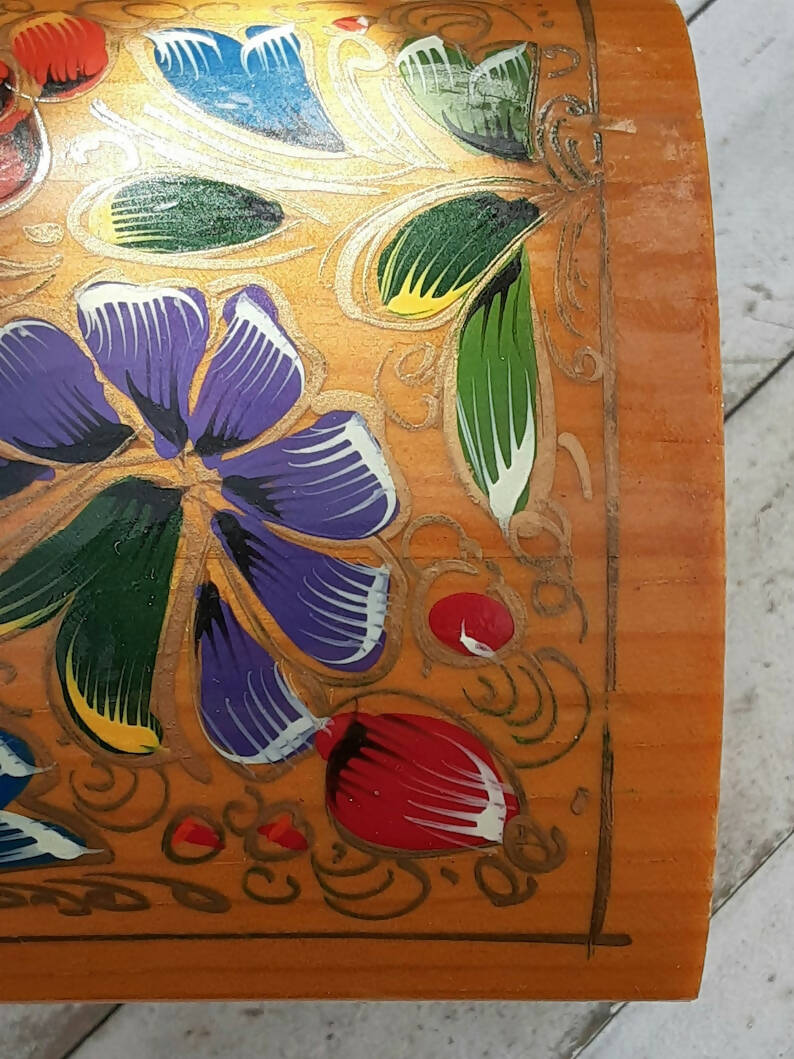 Hand Painted Folk Art Jewelry Box - Pennsylvainia Dutch Design